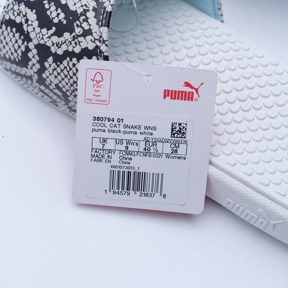 NEW PUMA Women's Cool Cat Snake Slide Sandals 380794-01 Black/White/Silver - Picture 11 of 12